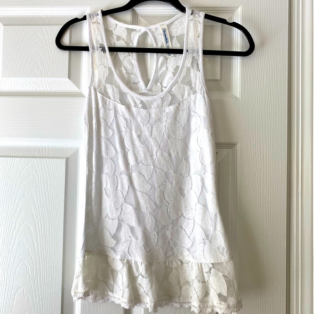 Aeropostale Y2K white tank with lace size XS